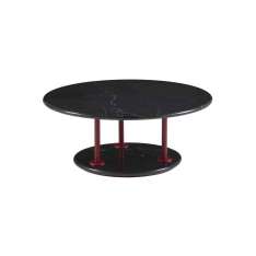Ligne Roset Astair | Low Table Bordeaux Lacquered Steel Base Black Marble Top
