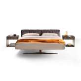 Lago Steel Soft Bed - Axum 12 fabric. Peltro steel legs.