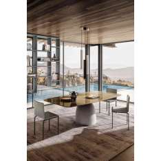 Lago Janeiro Table - Bronzo polished XGlass top. Naturale concrete base