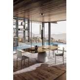 Lago Janeiro Table - Bronzo polished XGlass top. Naturale concrete base