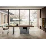 Lago Air Wildwood Table - Wildwood grigio top. Grey smoked glass legs.