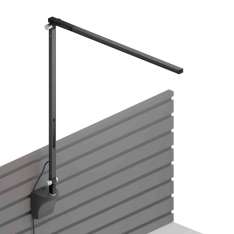 Koncept Z-Bar Solo Desk Lamp with slatwall mount, Metallic Black