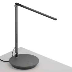 Koncept Z-Bar Solo Desk Lamp with power base (USB and AC outlets), Metallic Black