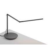 Koncept Z-Bar slim Desk Lamp with power base (USB and AC outlets), Metallic Black