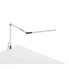 Koncept Z-Bar mini Desk Lamp with White one-piece desk clamp, White