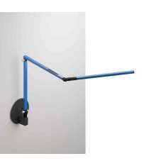 Koncept Z-Bar mini Desk Lamp with Metallic Black hardwire wall mount, Blue