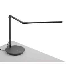 Koncept Z-Bar Desk Lamp with power base (USB and AC outlets), Metallic Black