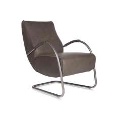 Jess Howard brushed stainless steel fauteuil low back with leather armrest