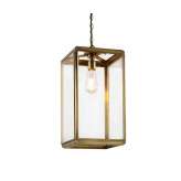 J. Adams & Co. Lantern | Hazel Pendant Indoor - Small - Antique Brass & Clear Glass