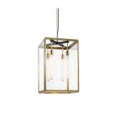 J. Adams & Co. Lantern | Hazel Pendant Indoor - Large - Antique Brass & Clear Glass