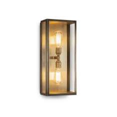 J. Adams & Co. Lantern | Birch Wall Light - Large Twin Lamp - Antique Brass & Clear Glass