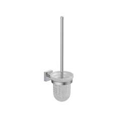 Inda Forum quadra Wall-mounted toilet brush holder, with satined glass dish