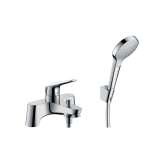 Hansgrohe hansgrohe Novus 2-hole rim mounted bath mixer with diverter valve and Croma Select 1jet hand shower