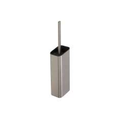 Geesa Shift Brushed Stainless Steel | Toilet Brush And Holder Brushed Stainless Steel (Black Lid And Brush)