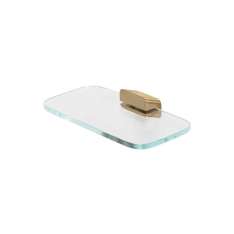 Geesa Shift Brushed Gold | Bathroom Shelf / Soap Holder Brushed Gold With Transparent Glass