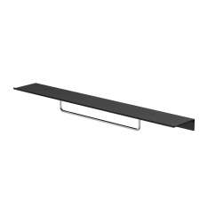 Geesa Leev | Bathroom shelf 80 cm Black with towel rail 40 cm Chrome