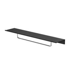 Geesa Leev | Bathroom shelf 60 cm Black with towel rail 40 cm Chrome