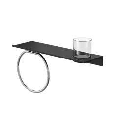 Geesa Leev | Bathroom shelf 40 cm Black with towel ring Chrome