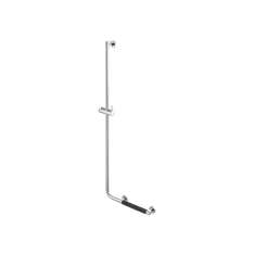 Geesa Comfort & Safety | Shower Riser Rail With Grab Rail Chrome - Left-Handed (Anti-Slip Handle Included)