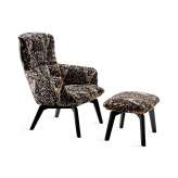 Freifrau MANUFAKTUR Marla | Easy Chair High with wooden frame and Ottoman