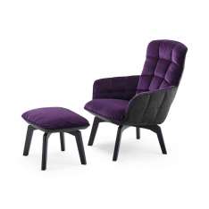 Freifrau MANUFAKTUR Marla | Easy Chair High with wooden frame and Ottoman