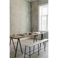 Frama Trestle Table | Blackened Steel + Oak Planks