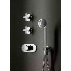 Fantini Icona Classic | 3/4'' built-in thermostatic shower mixer - 3/4'' stop valve - shower set