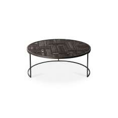 Ethnicraft Tabwa | Teak round nesting black coffee table - set of 3 - varnished