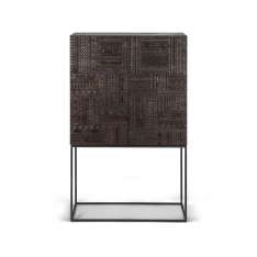 Ethnicraft Tabwa | Teak black storage cupboard - 2 doors - 2 inside drawers - varnished