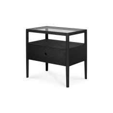 Ethnicraft Spindle | Oak black bedside table - 1 drawer - varnished