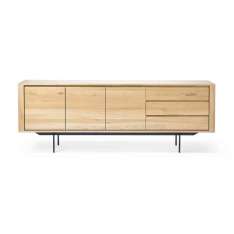 Ethnicraft Shadow | Oak sideboard - 3 doors - 3 drawers - black metal legs