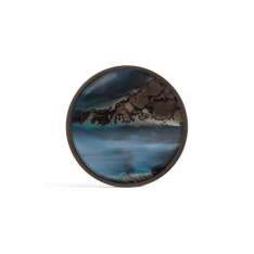 Ethnicraft Linear Flow tray collection | Slate Organic glass valet tray - wooden rim - round - L