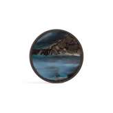 Ethnicraft Linear Flow tray collection | Slate Organic glass valet tray - wooden rim - round - L