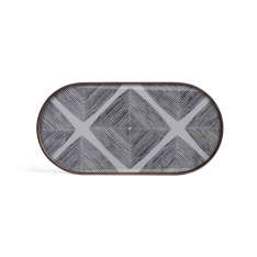 Ethnicraft Linear Flow tray collection | Slate Linear Squares glass tray - oblong - M