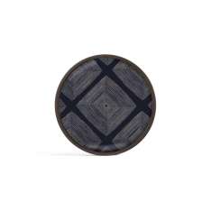Ethnicraft Linear Flow tray collection | Ink Linear Squares glass valet tray - wooden rim - round - L