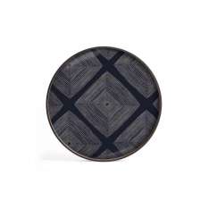 Ethnicraft Linear Flow tray collection | Ink Linear Squares glass tray - round - L