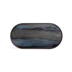 Ethnicraft Linear Flow tray collection | Graphite Organic glass tray - oblong - M