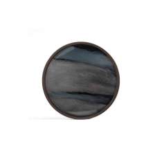 Ethnicraft Linear Flow tray collection | Graphic Organic glass valet tray - wooden rim - round - L