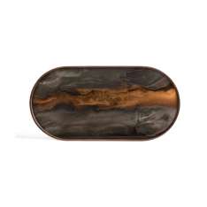 Ethnicraft Linear Flow tray collection | Bronze Organic glass tray - oblong - M