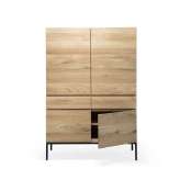 Ethnicraft Ligna | Oak storage cupboard - 4 doors - 2 drawers - black metal legs