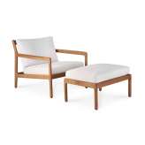Ethnicraft Jack | Teak outdoor footstool - off white