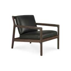Ethnicraft Jack | Rosewood lounge chair - black leather - varnished
