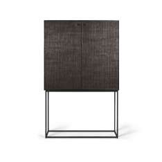 Ethnicraft Grooves | Teak black storage cupboard - 2 doors - 2 inside drawers - varnished