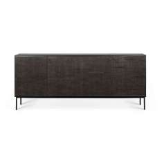 Ethnicraft Grooves | Teak black sideboard - 4 doors - varnished