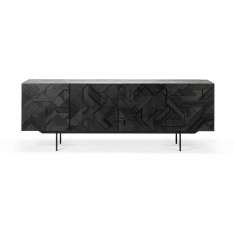 Ethnicraft Graphic | Teak black sideboard - 4 doors - varnished