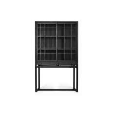 Ethnicraft Burung | Oak black storage cupboard - 2 sliding doors - varnished