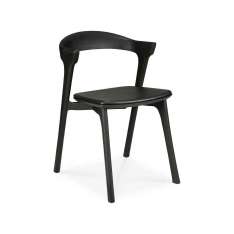 Ethnicraft Bok | Oak black dining chair - black leather - varnished