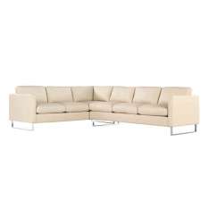 Design Within Reach Goodland Large Sectional in Leather, Right, Stainless Legs