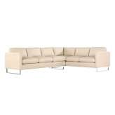Design Within Reach Goodland Large Sectional in Leather, Left, Stainless Legs