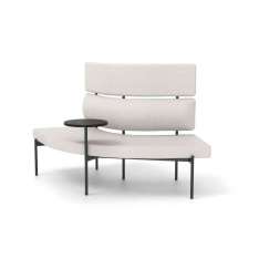 Derlot Crescent, 72˚ High-back curved bench with floating table